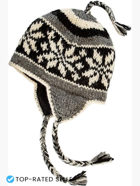 Hand Knit Sherpa Wool Beanie with Ear Flaps and Fleece Lining - Unisex Winter main image 4